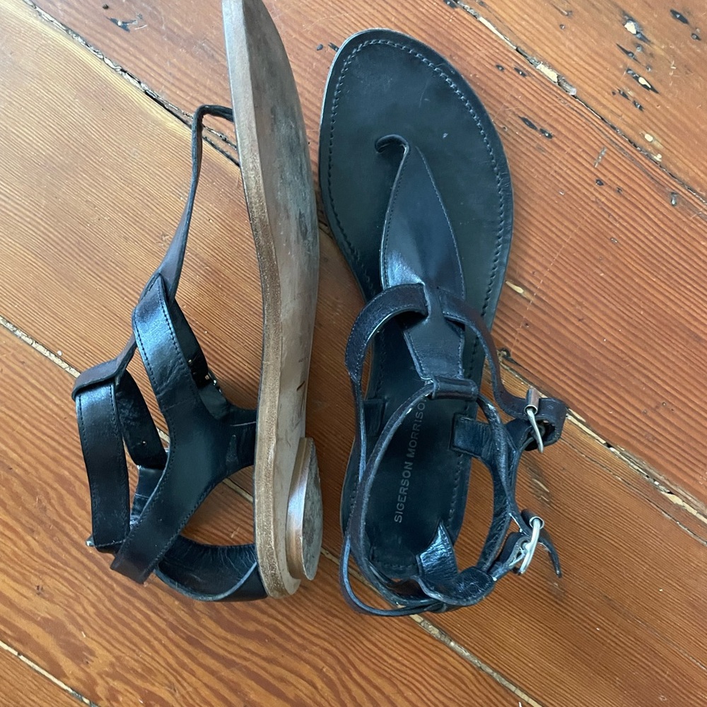 Black Leather Sandals